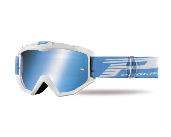 Progrip Atzaki 3201 White / Blue Chrome Lens AntiScratch crossbril