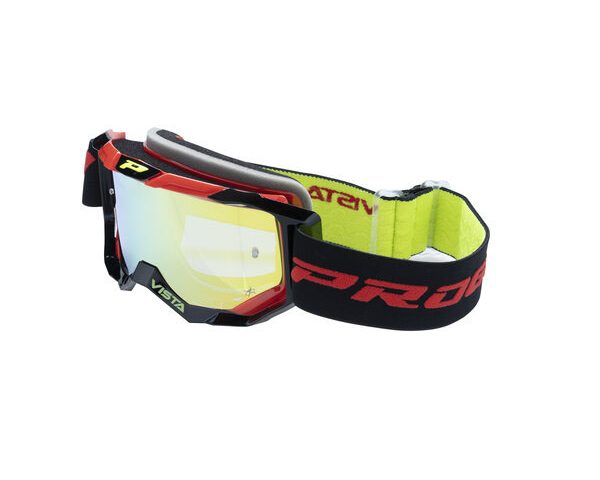 Progrip Vista 3303 Black Red Yellow Chrome Lens NoFog AntiScratch crossbril — foto 2