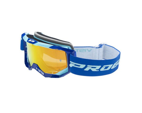 Progrip Vista 3303 Blue Turquoise Orange Chrome Lens NoFog AntiScratch crossbril — foto 2
